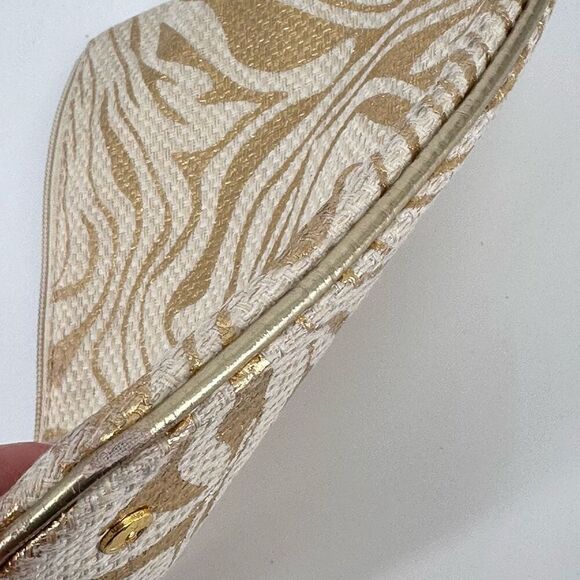 Stephanie Johnson Palm Desert Metallic Gold Cosmetic Makeup Bag zebra stripes - Picture 8 of 10